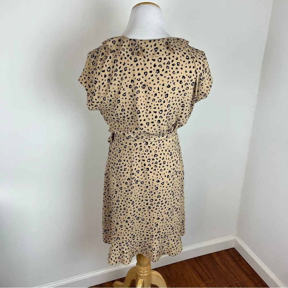 Aritzia Sunday Best Leopard Print Ruffle Wrap Dress Size 4 B8 - Picture 4 of 7